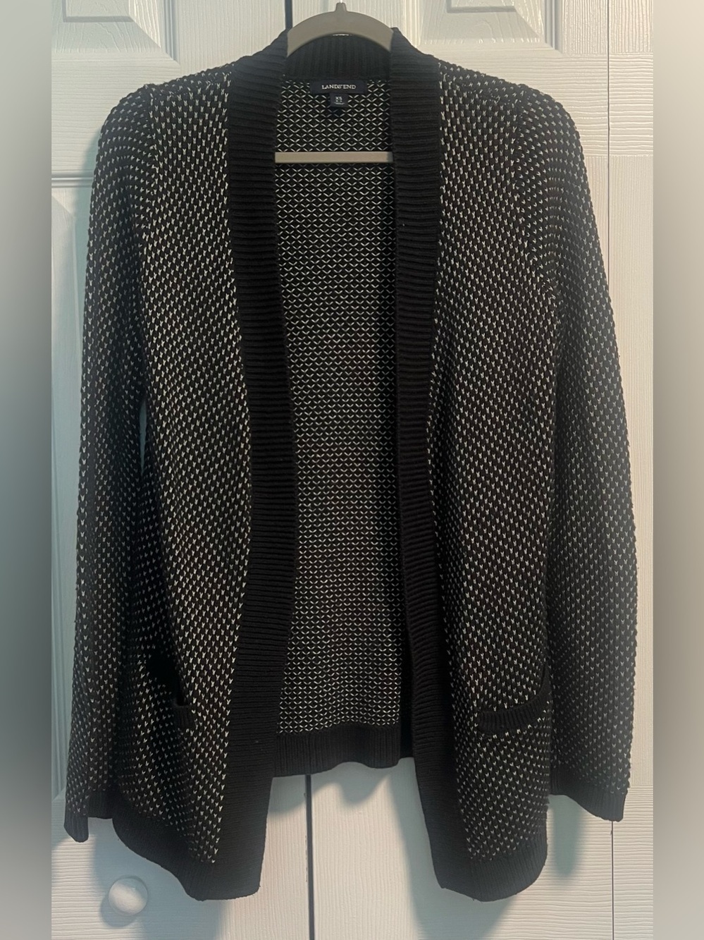 Lands' End Birds-Eye Knit Open front Cardigan